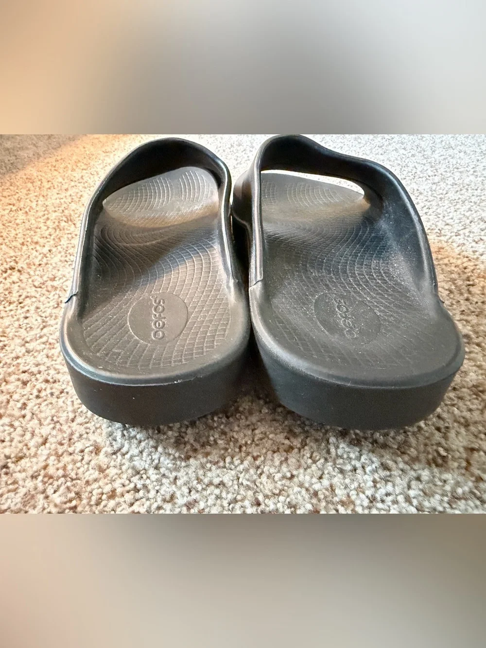 OOFOS Ooahh Mens Size 11 Women’s 13 Sport Slides Black Comfort Shoes Sandals